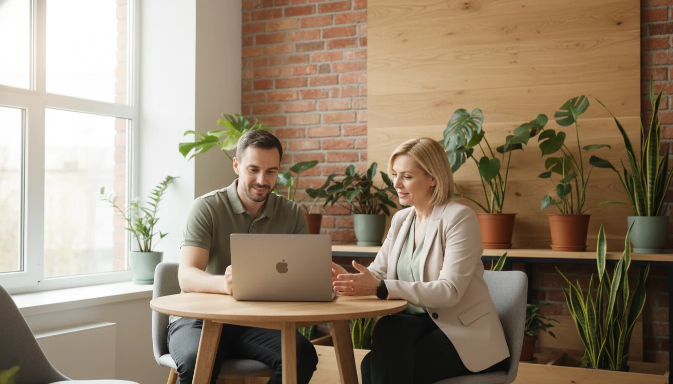 Equipo Gecko Studio en conversación cercana con un cliente